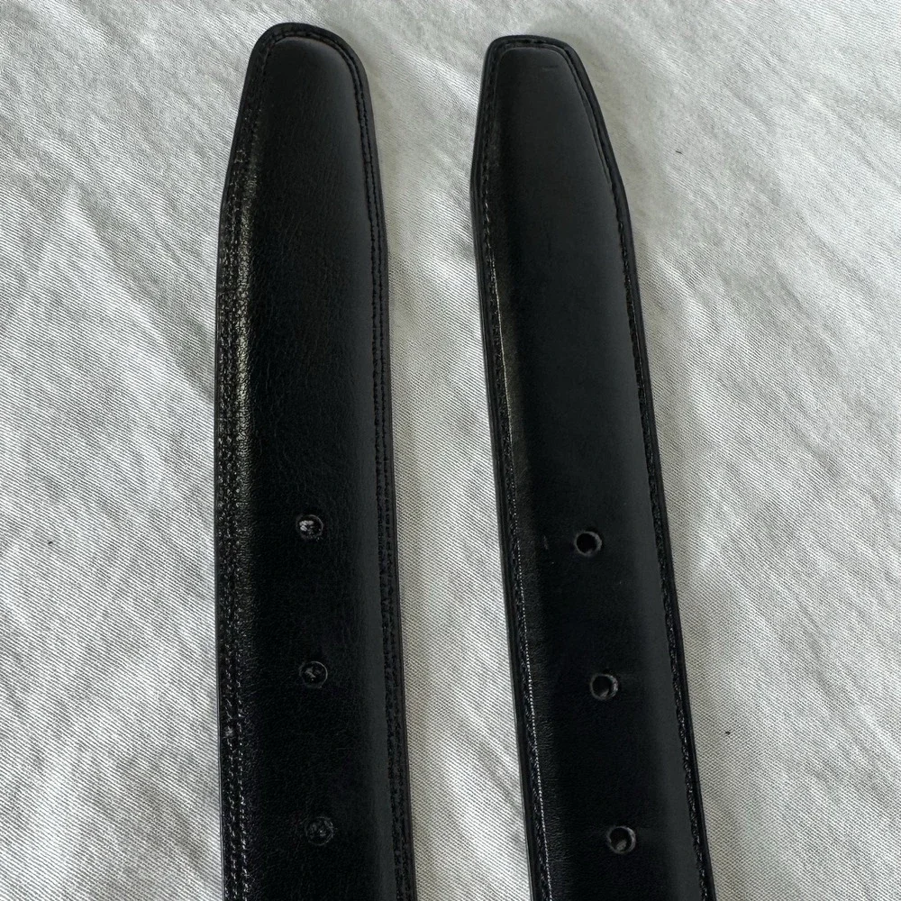 Men’s Reversible Leather Dress Belts Lot of 2 Black Brown Silver Buckle 34-36